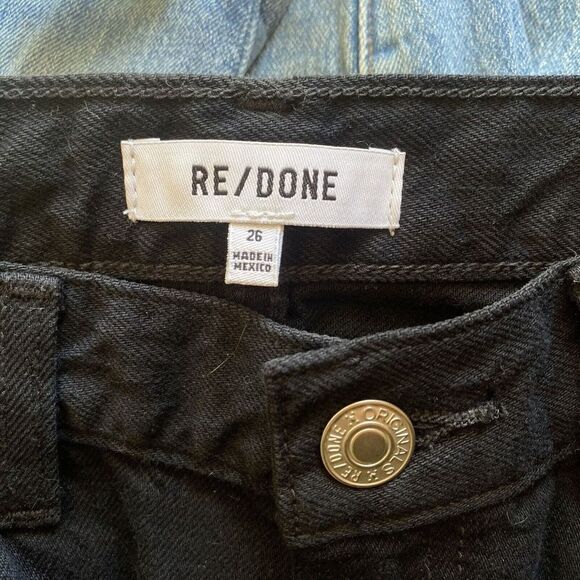 Re/Done Black Jeans Wide Leg Loose Flares High Rise Denim Pants sz 26 ( 32 ) New - Picture 7 of 9